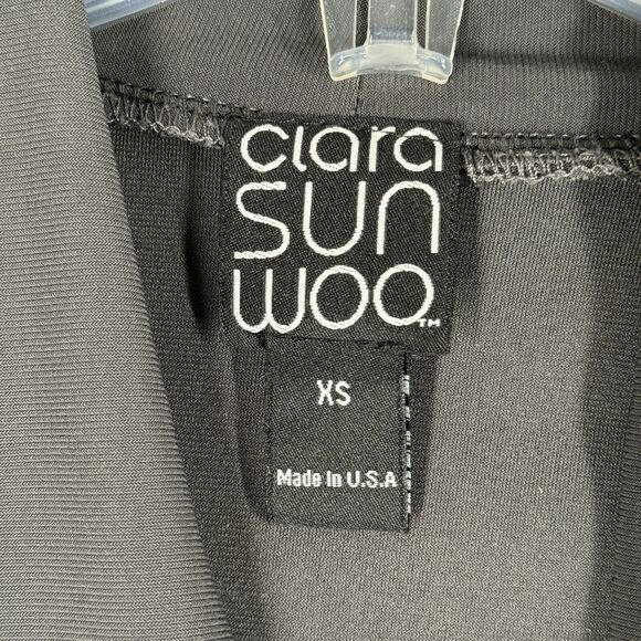 Clara Sunwoo Shirt Women XS Gray Ruched Slinky Office Preppy Neutral Minimalist - Picture 6 of 8